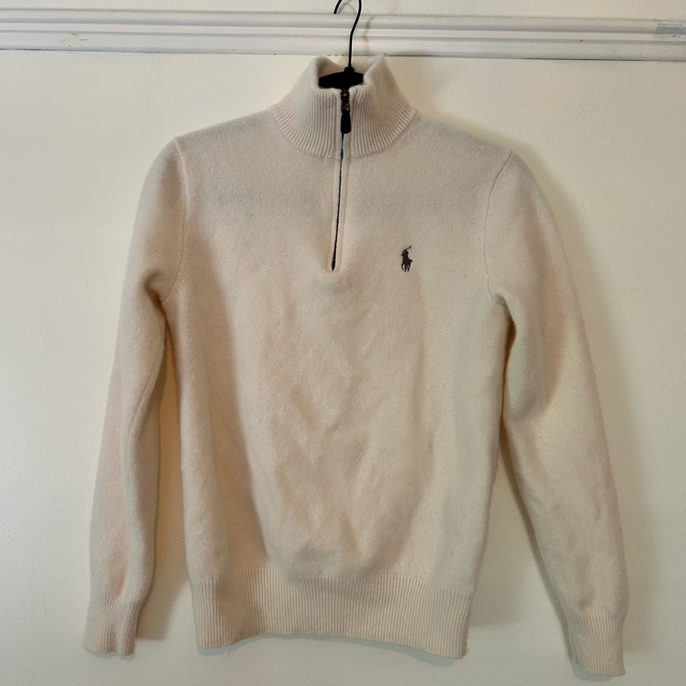Ralph Lauren Women's Cream Zip-Up Sweater